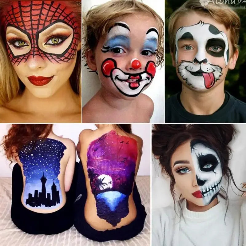 Professional 12-Color Face and Body Painting Kit with Setting Powder - 8