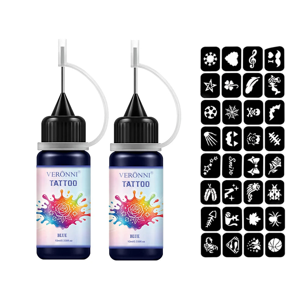 Waterproof DIY Temporary Tattoo Ink Kit with Stencils