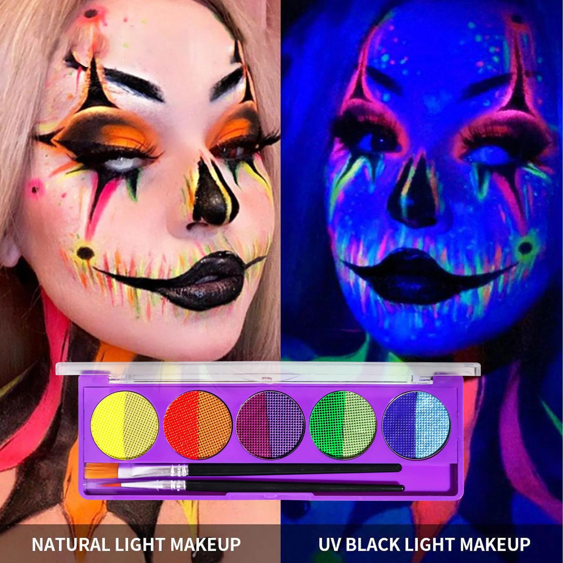 UV Neon Face and Body Paint Palette for Parties and Halloween - 2
