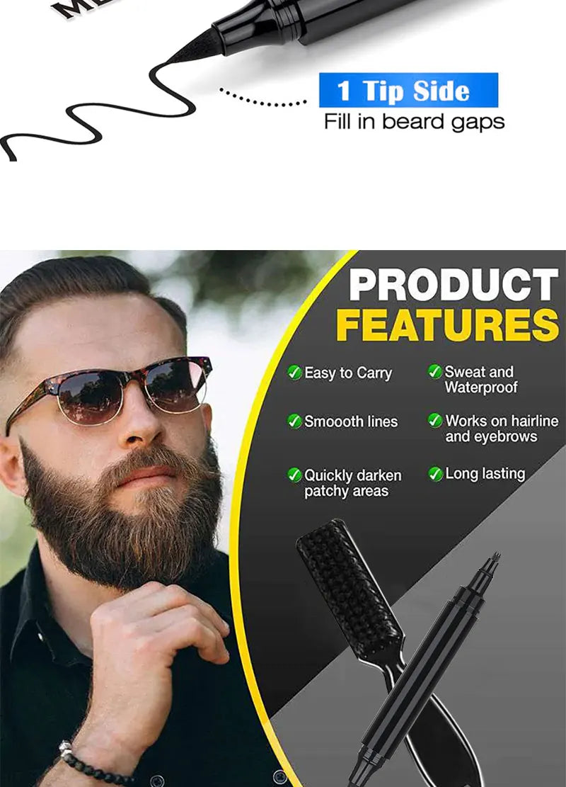Waterproof Beard Filling Pen and Brush Set
