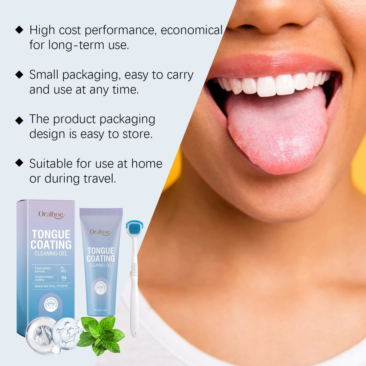 Tongue Cleaning Gel and Scraper Kit for Fresh Breath