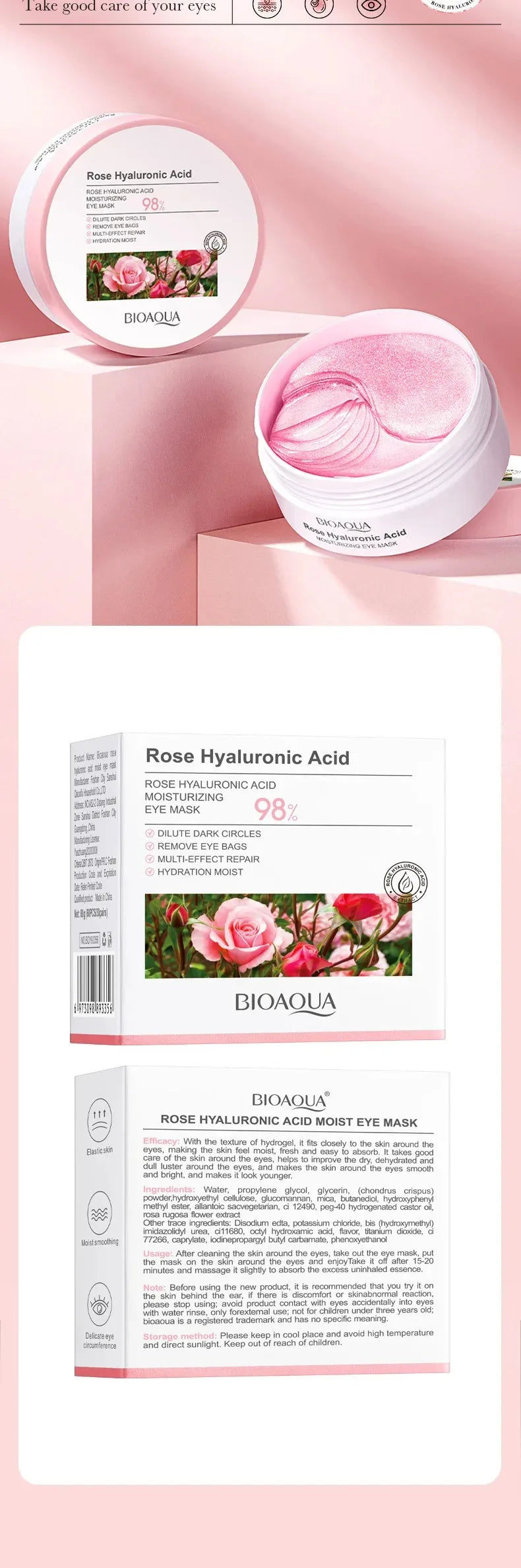Rose Hyaluronic Acid Moisturizing Eye Mask