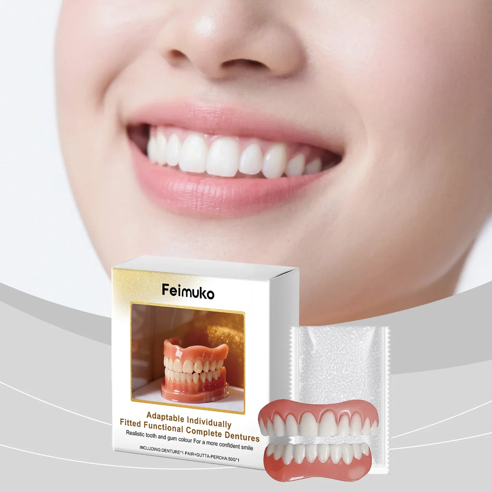 Comfortable Custom-Fit Realistic Denture Set - 7