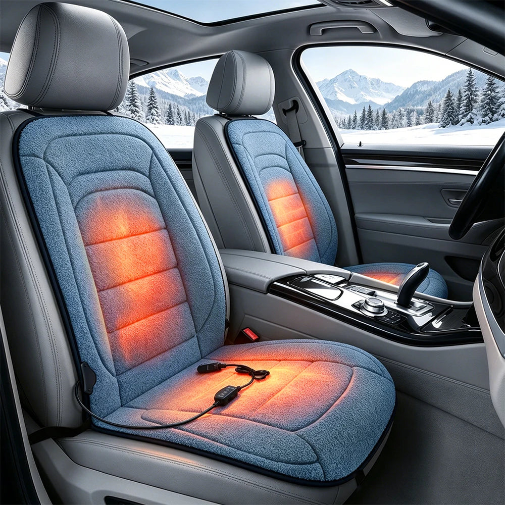 Heated Lambswool Car Seat Cushion for Winter Driving