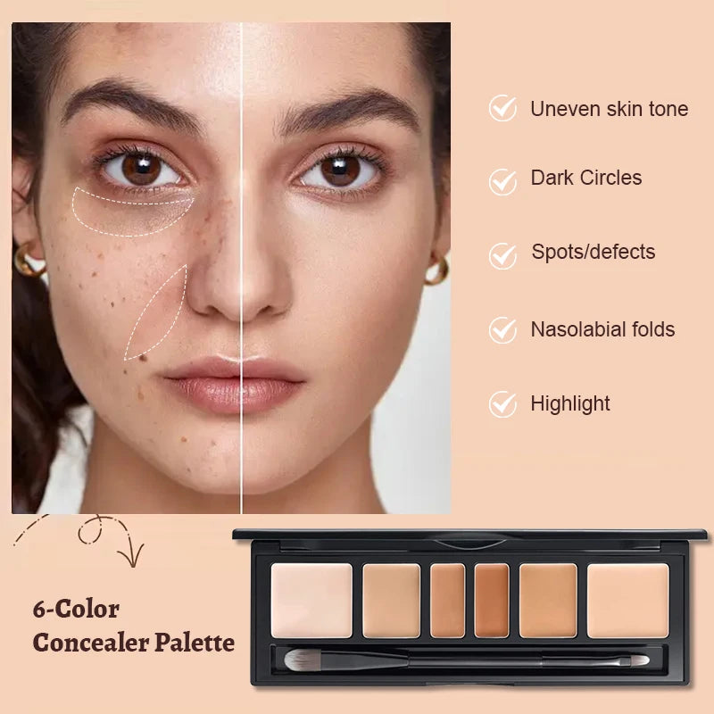6-Color Professional Face Concealer and Corrector Palette