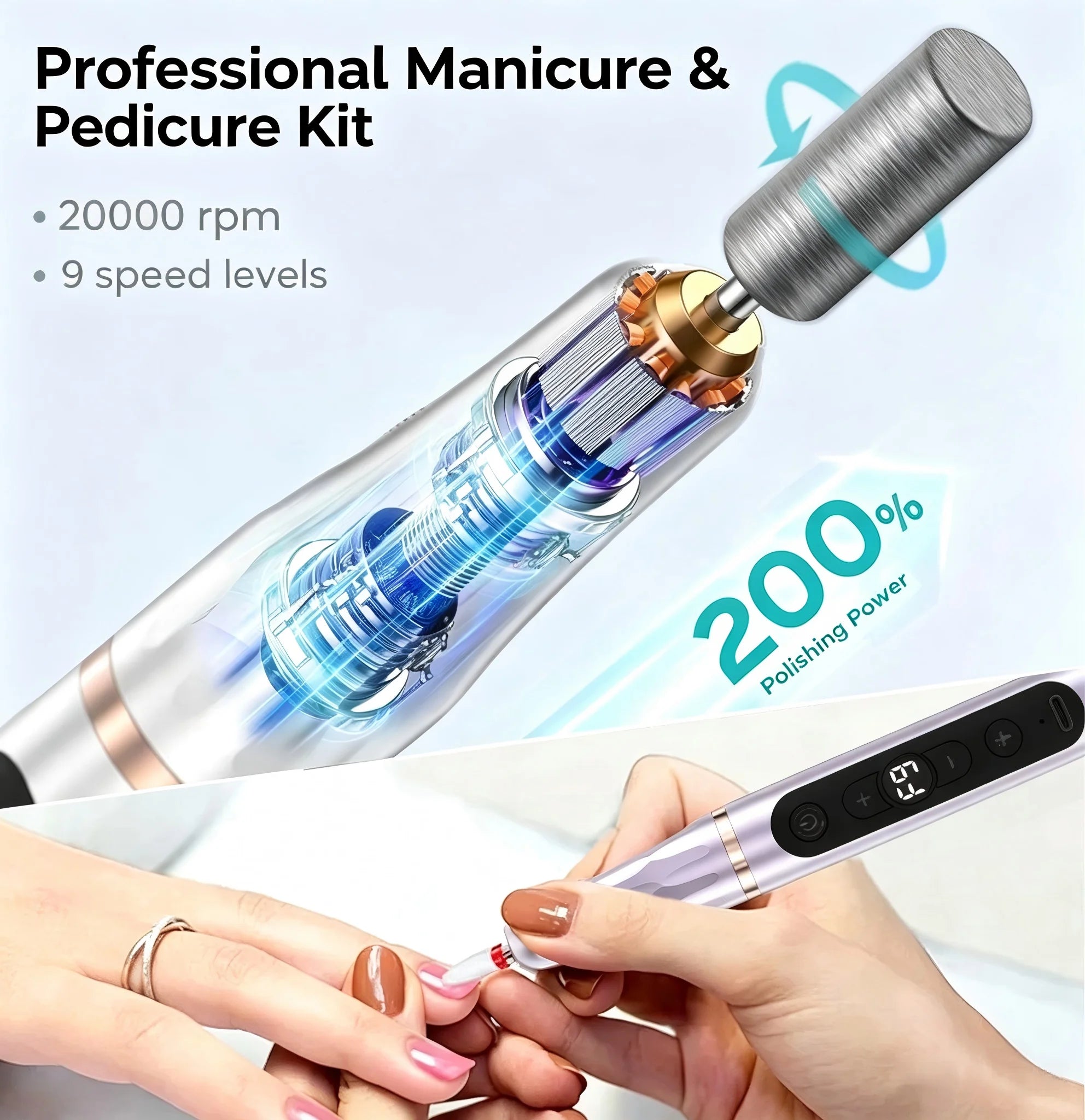 Portable Electric Nail Drill and UV Light Kit - 4