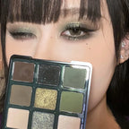 9-Color Olive Green Smokey Eyeshadow Palette