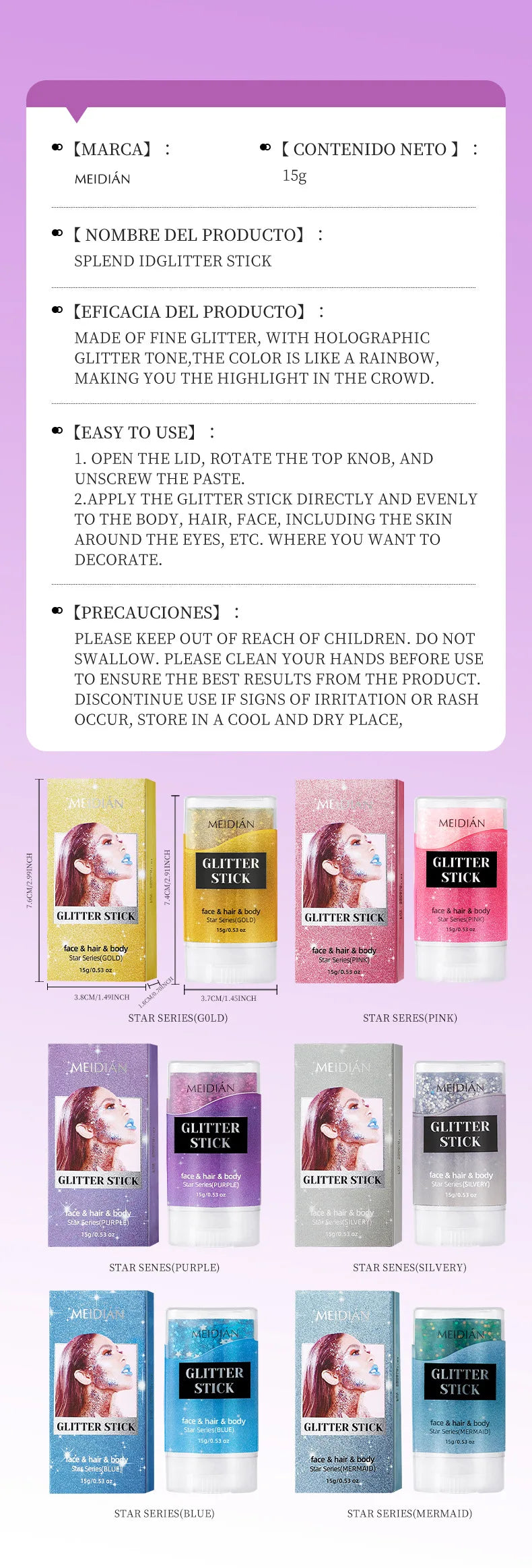 Shimmering Body and Face Glitter Stick