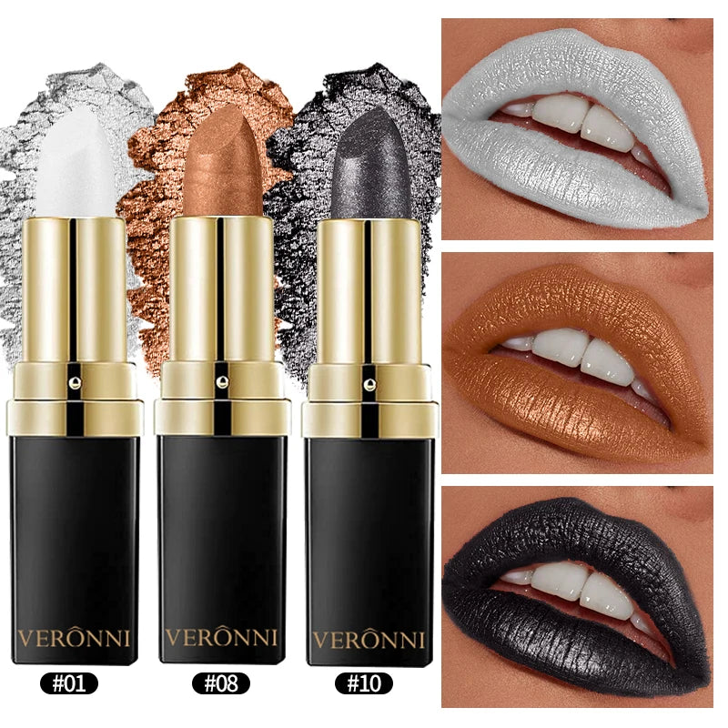 Metallic Pearl Finish Long-Lasting Lipstick
