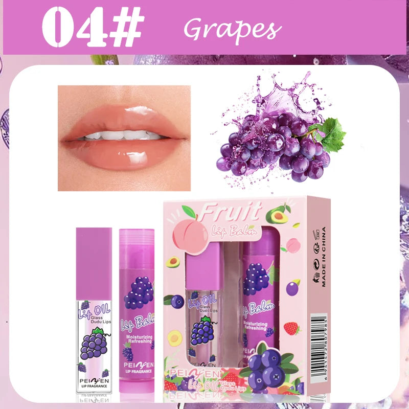 Fruit Scented Moisturizing Lip Oil and Balm Set