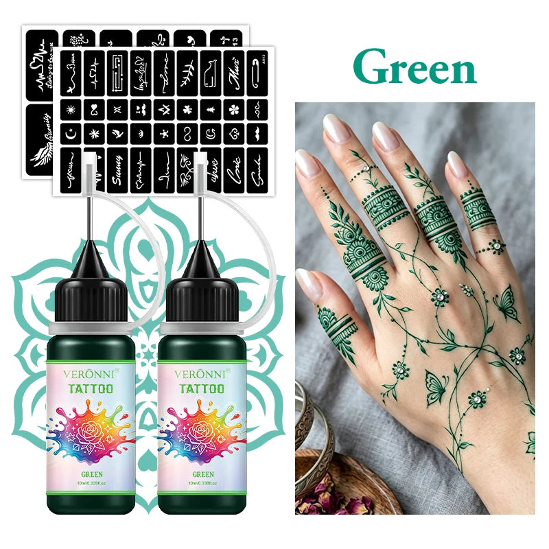 Waterproof Temporary Tattoo Ink Kit with Stencils
