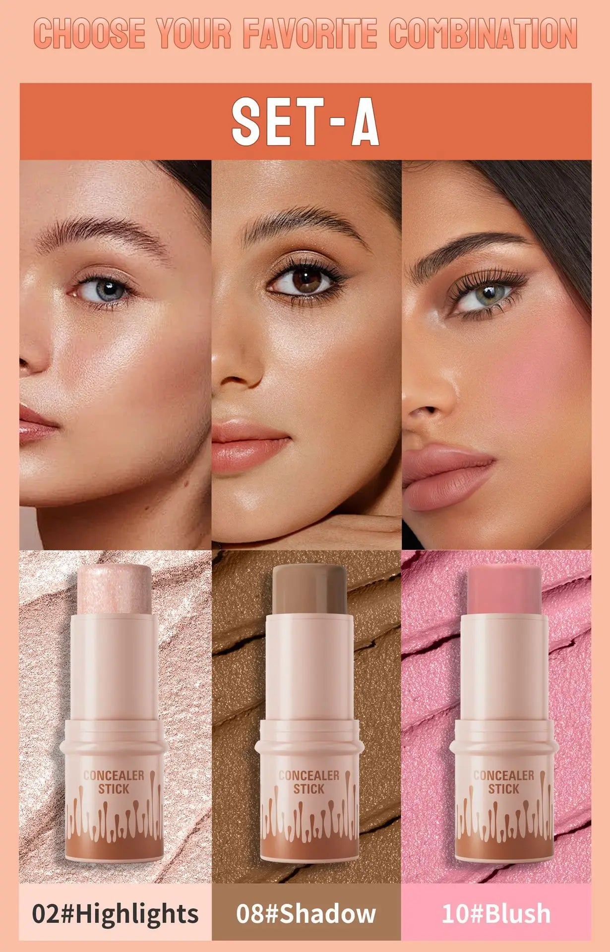 3-Piece Face Contouring and Highlighting Makeup Set - 9