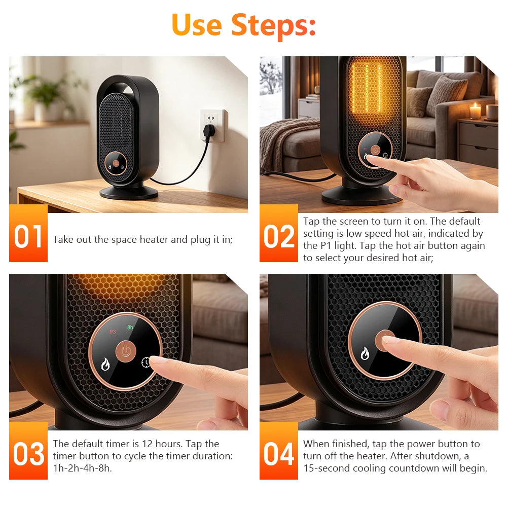 Portable Ceramic Space Heater for Desk and Bedroom
