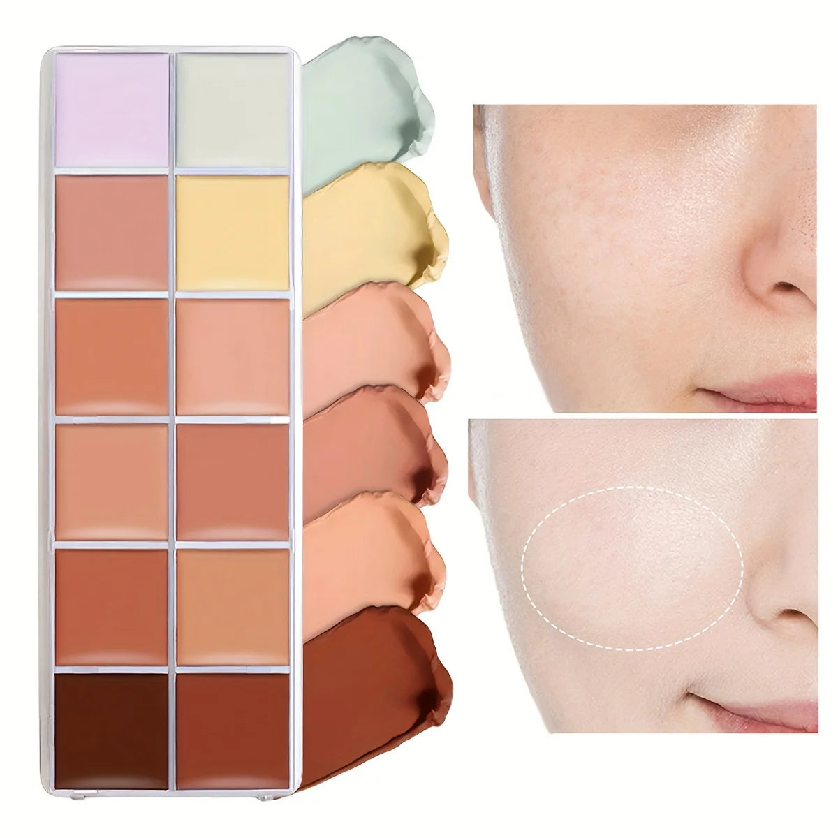 12-Color Full Coverage Concealer Palette for Flawless Skin