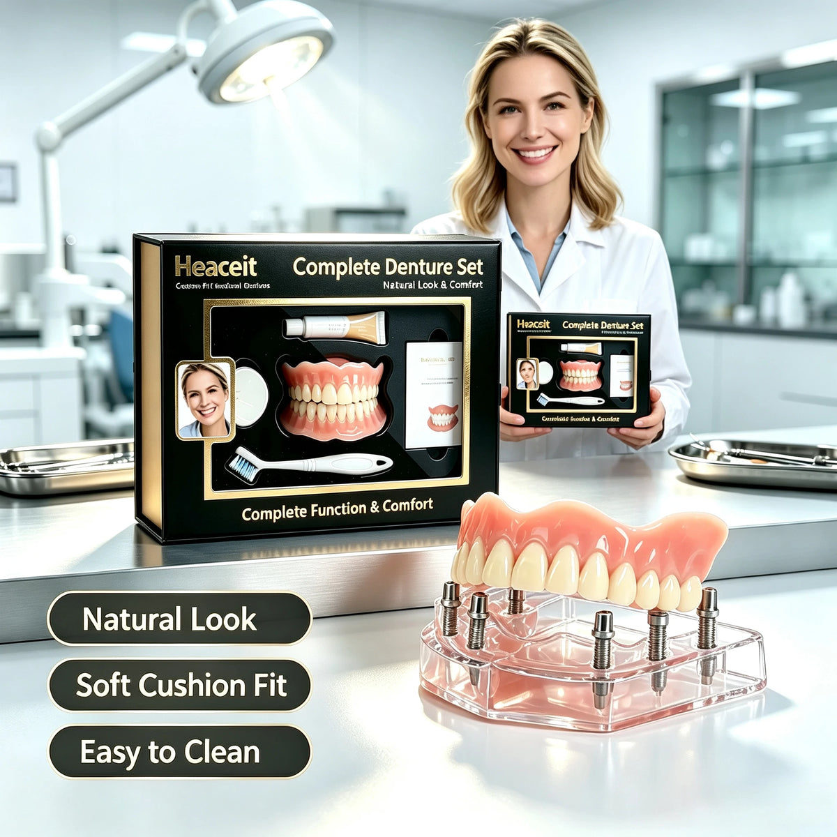 Comfort Fit Natural Looking Denture Set