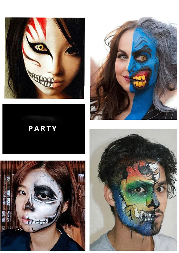 Professional 12-Color Face and Body Painting Kit with Setting Powder - 15
