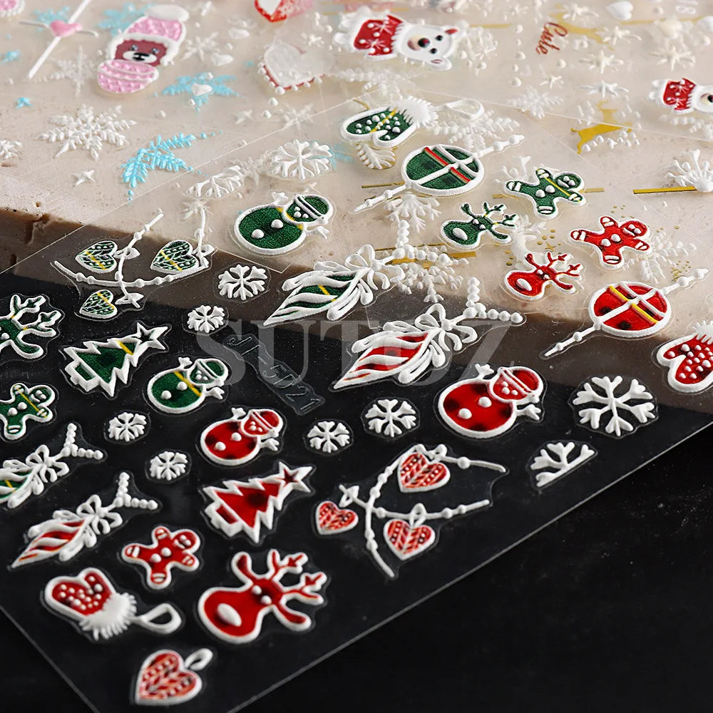 5D Embossed Christmas Nail Art Stickers