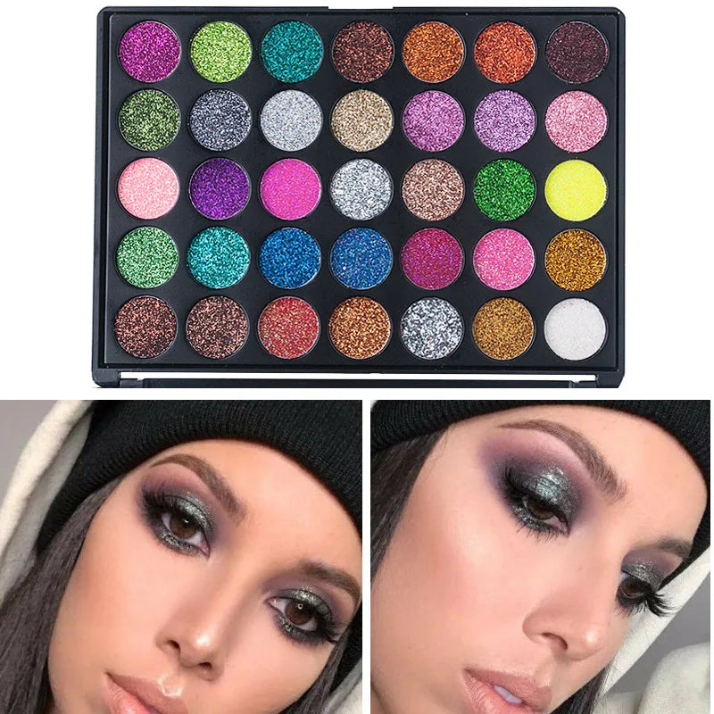 35-Color Professional Glitter Eyeshadow Palette for Bold Looks