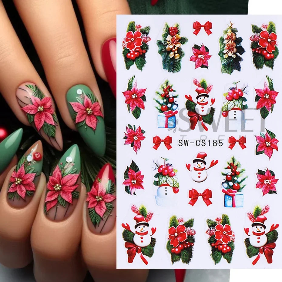 Festive Christmas Holiday Nail Art Decals