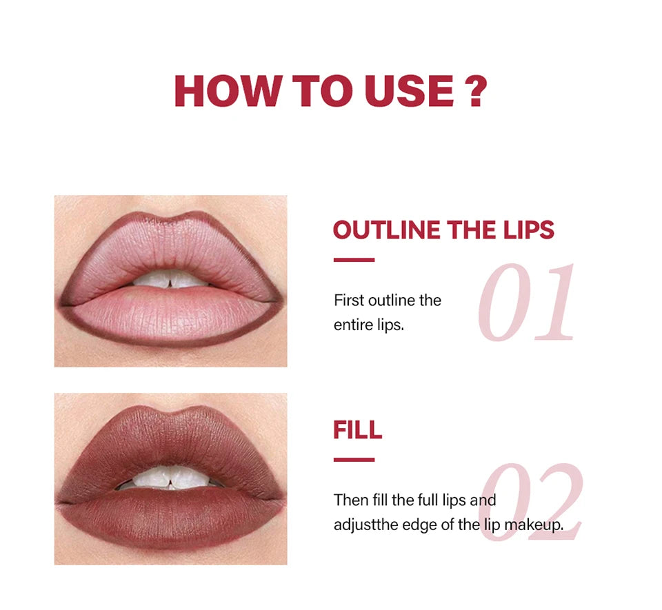 Waterproof Matte Lip Liner Pencil Set - 15