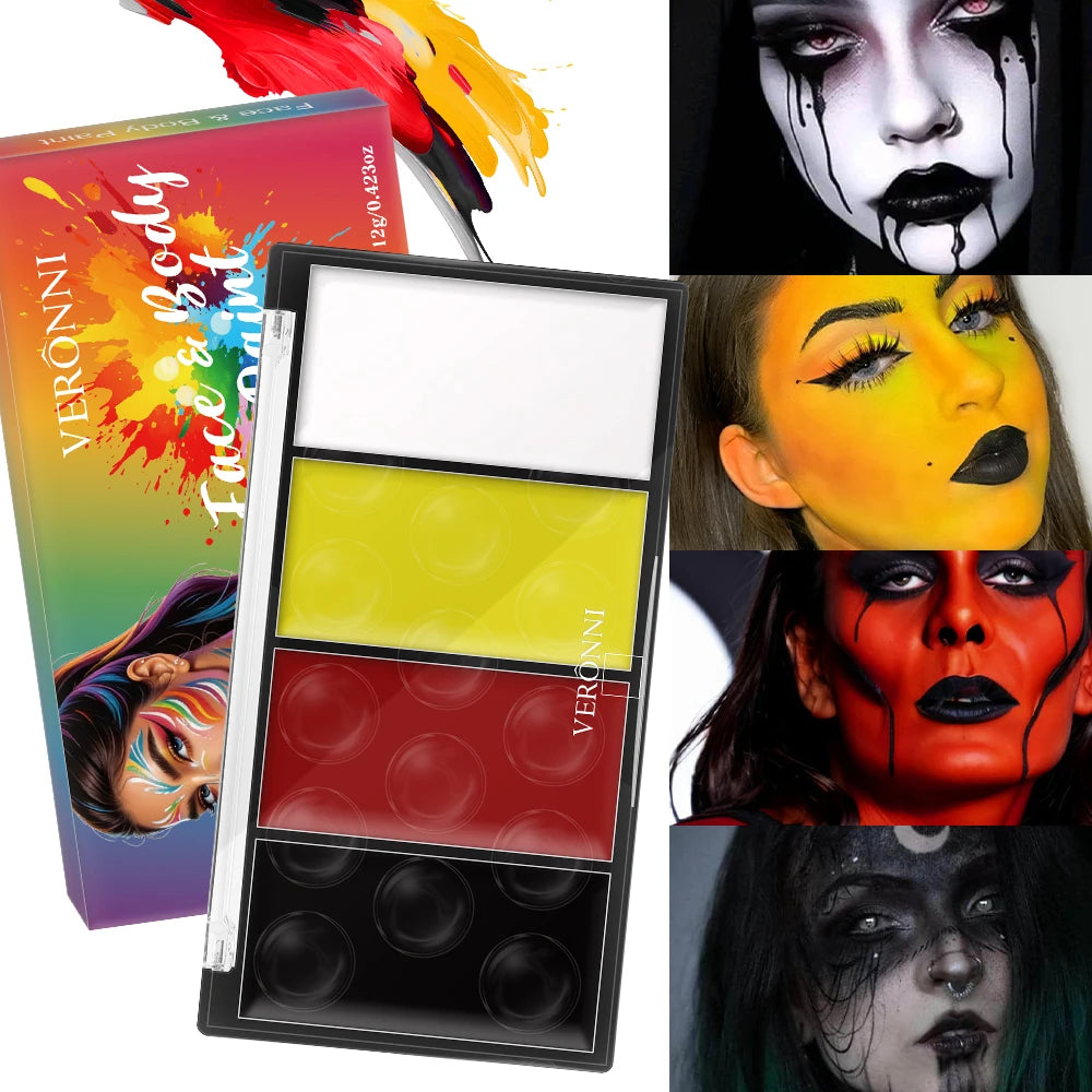4-Color Professional Face and Body Paint Palette