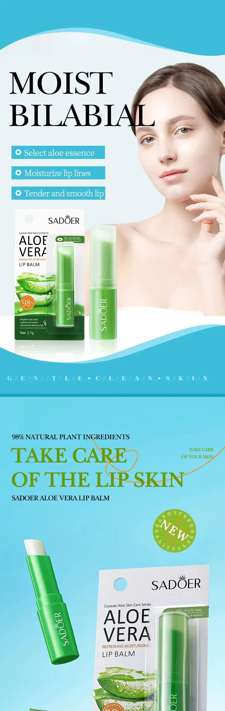 Aloe Vera Hydrating Lip Balm for Dry Chapped Lips - 7