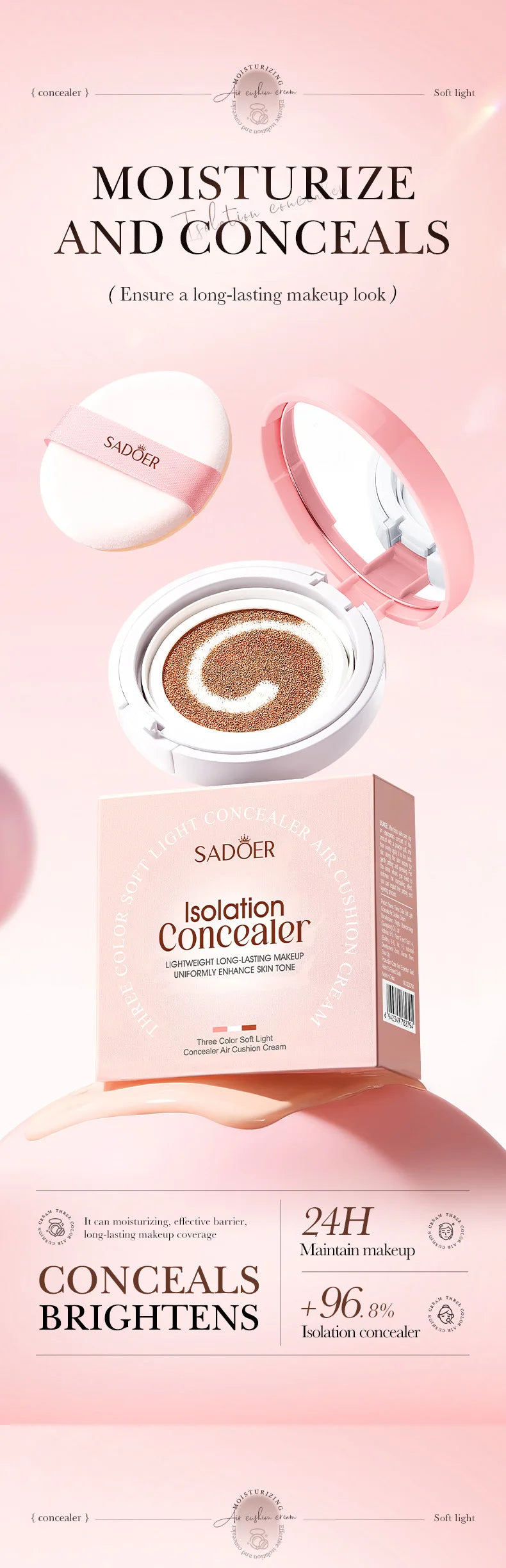Three-Color Brightening Concealer Cushion Foundation - 7