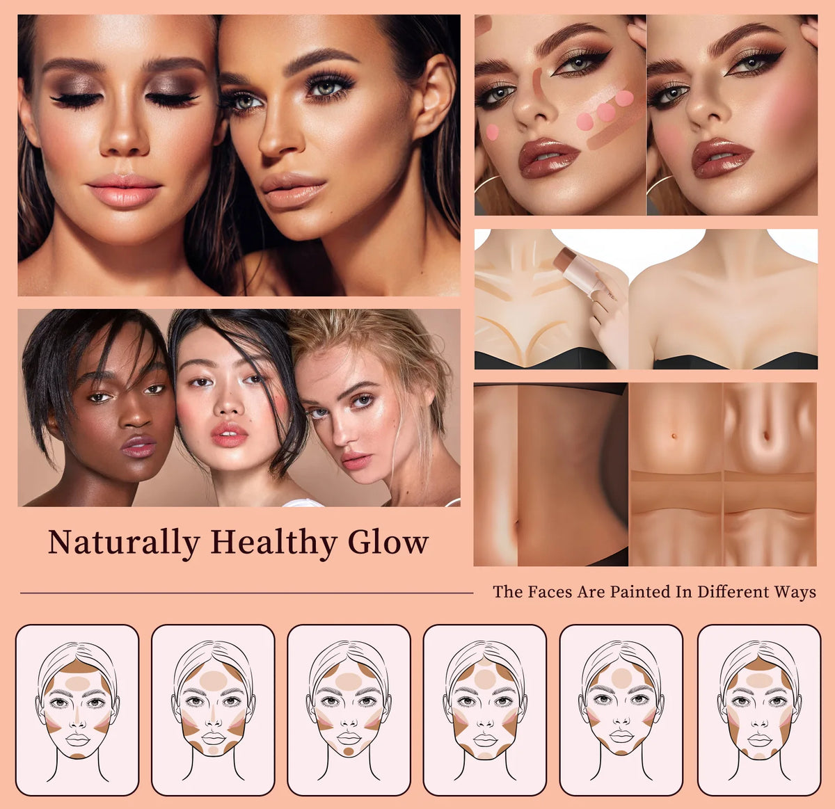 3-Piece Face Contouring and Highlighting Makeup Set