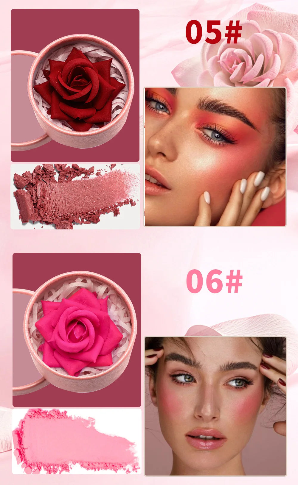 3D Rose Petal Blush for a Natural Radiant Complexion