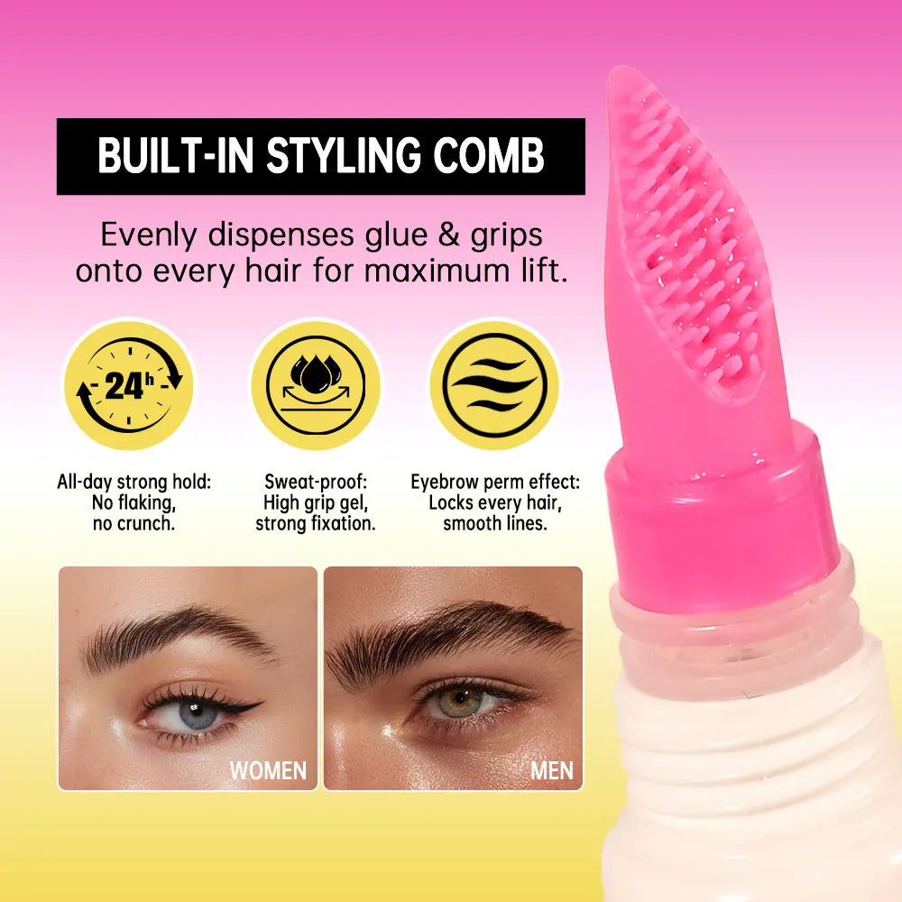 Long-Lasting Brow Lamination Styling Gel with Built-in Comb