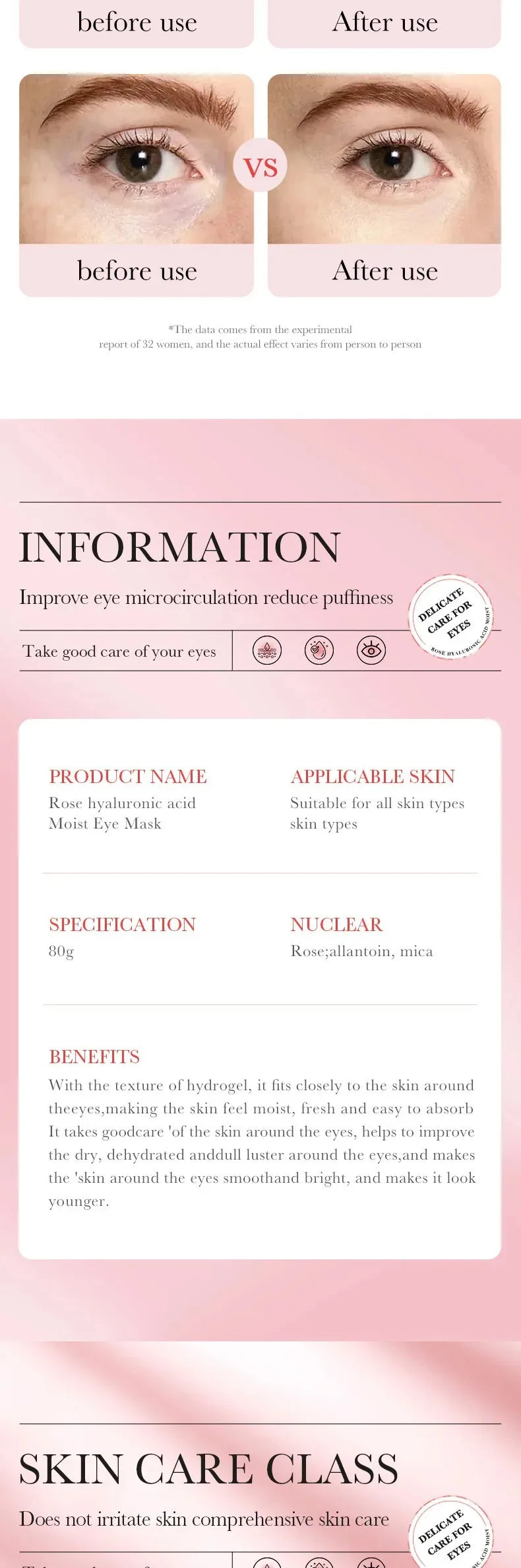 Rose Hyaluronic Acid Moisturizing Eye Mask