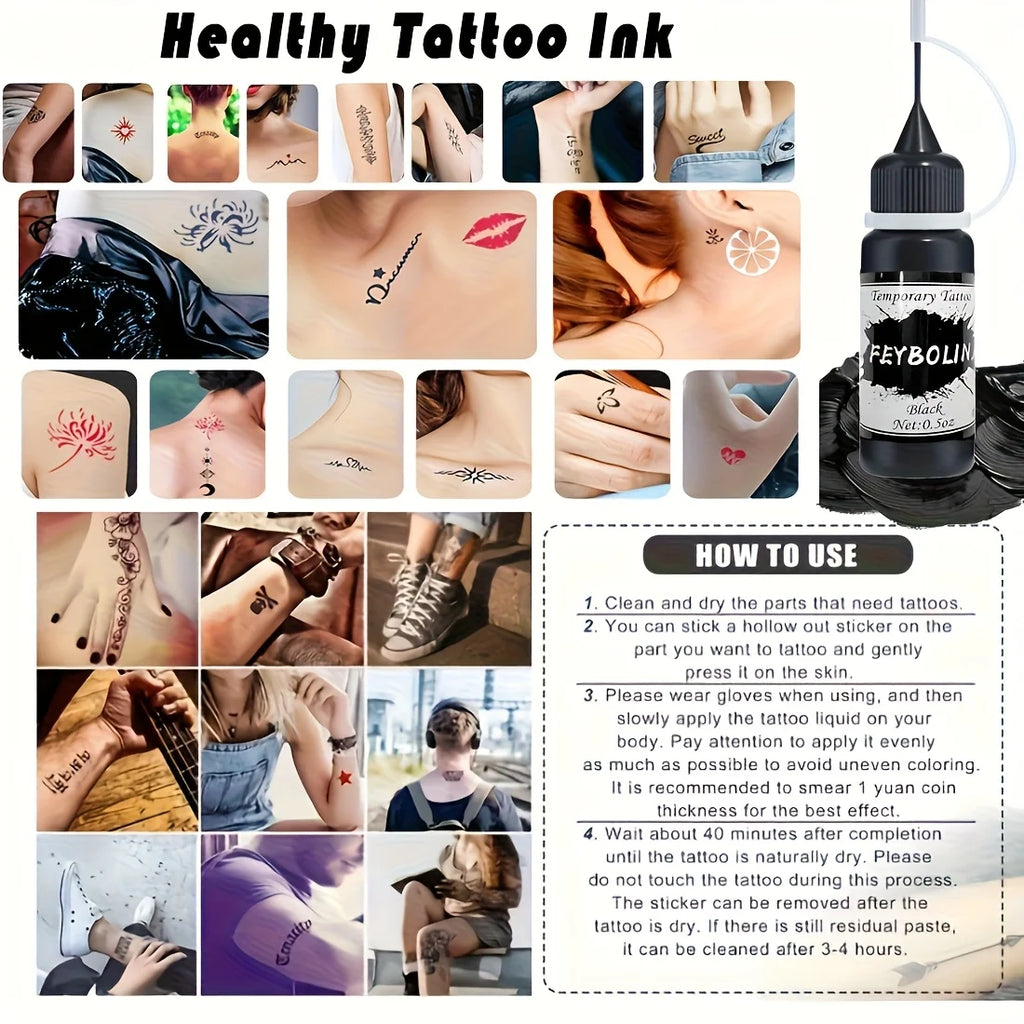 Temporary Black Henna Tattoo Gel for Festivals and Body Art