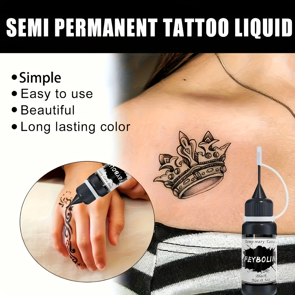 Temporary Black Henna Tattoo Gel for Festivals and Body Art