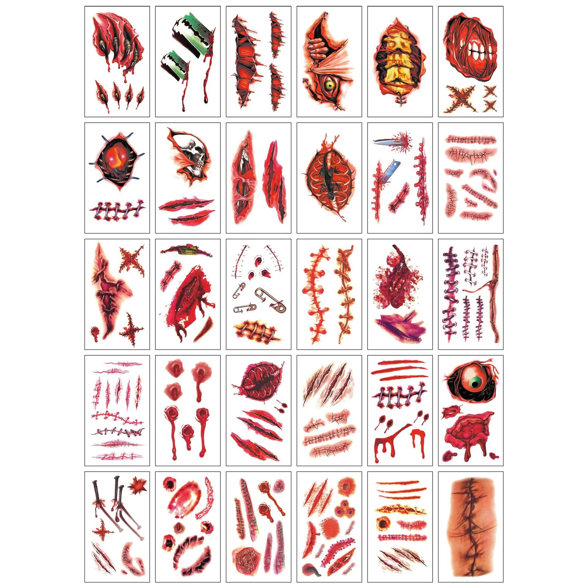 Realistic 3D Scar Tattoos for Halloween Costumes and Cosplay - 12