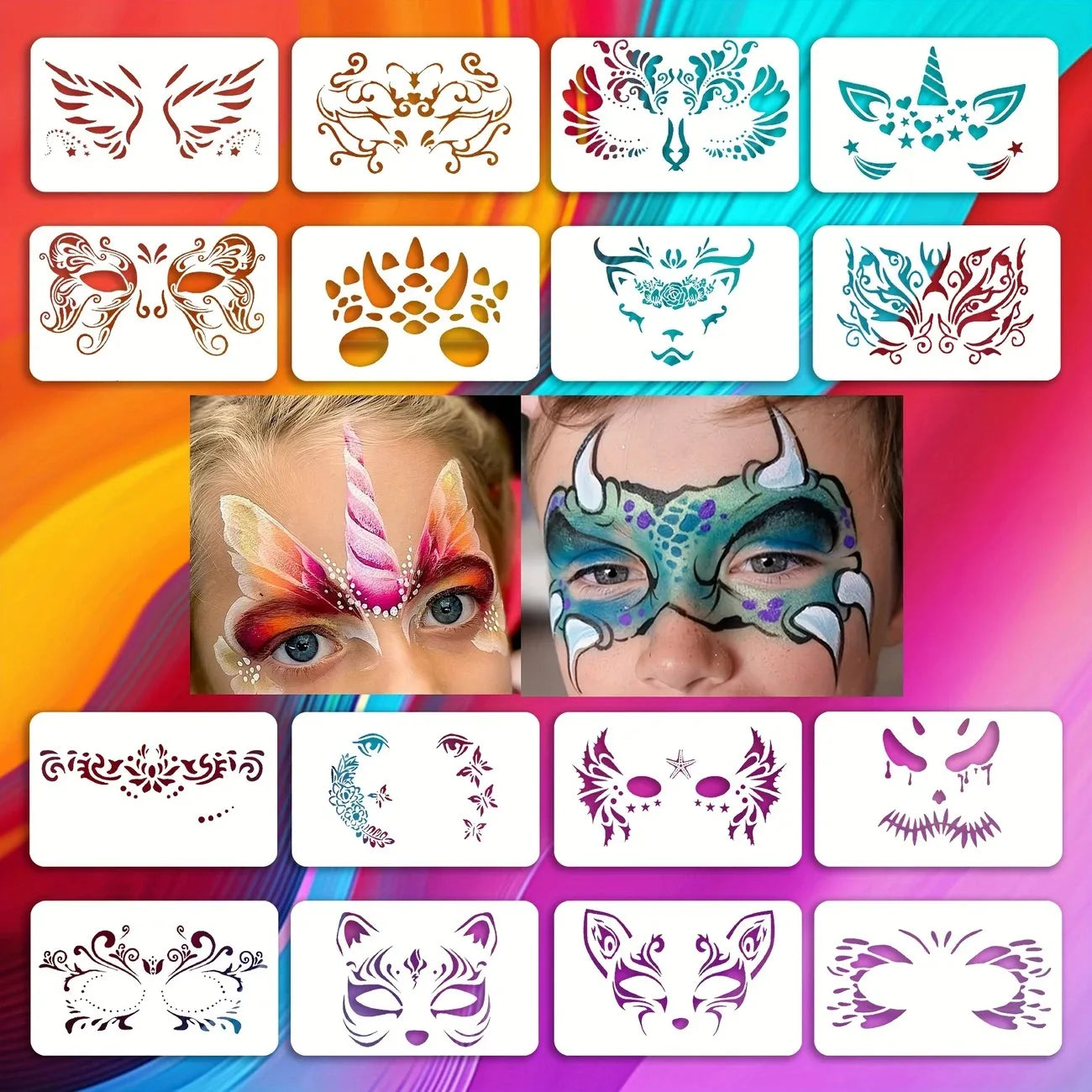 Reusable Face Painting Stencils for Parties and DIY Makeup - 1