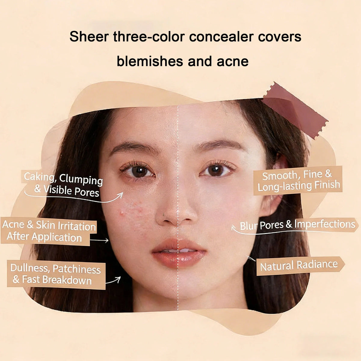 3-Color Cream Concealer Palette for Flawless Coverage
