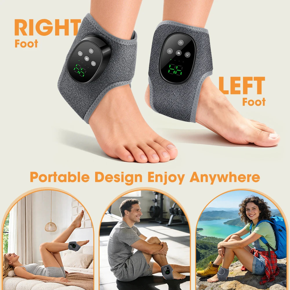 Wireless Heated Ankle Massager with Vibration Therapy