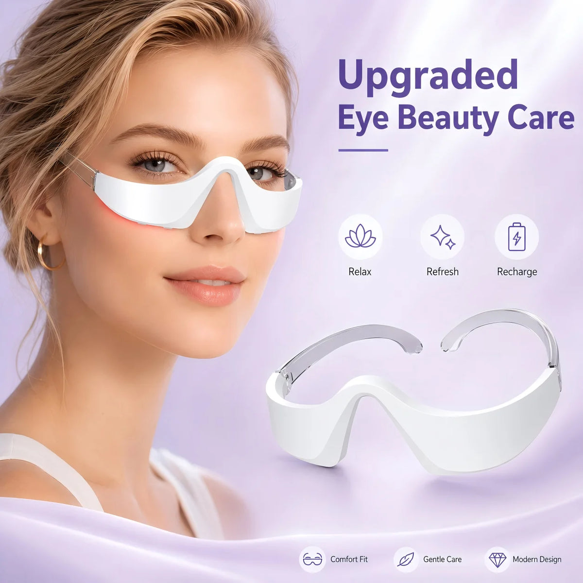 LED Red Light Therapy Eye Massager for Puffiness and Dark Circles