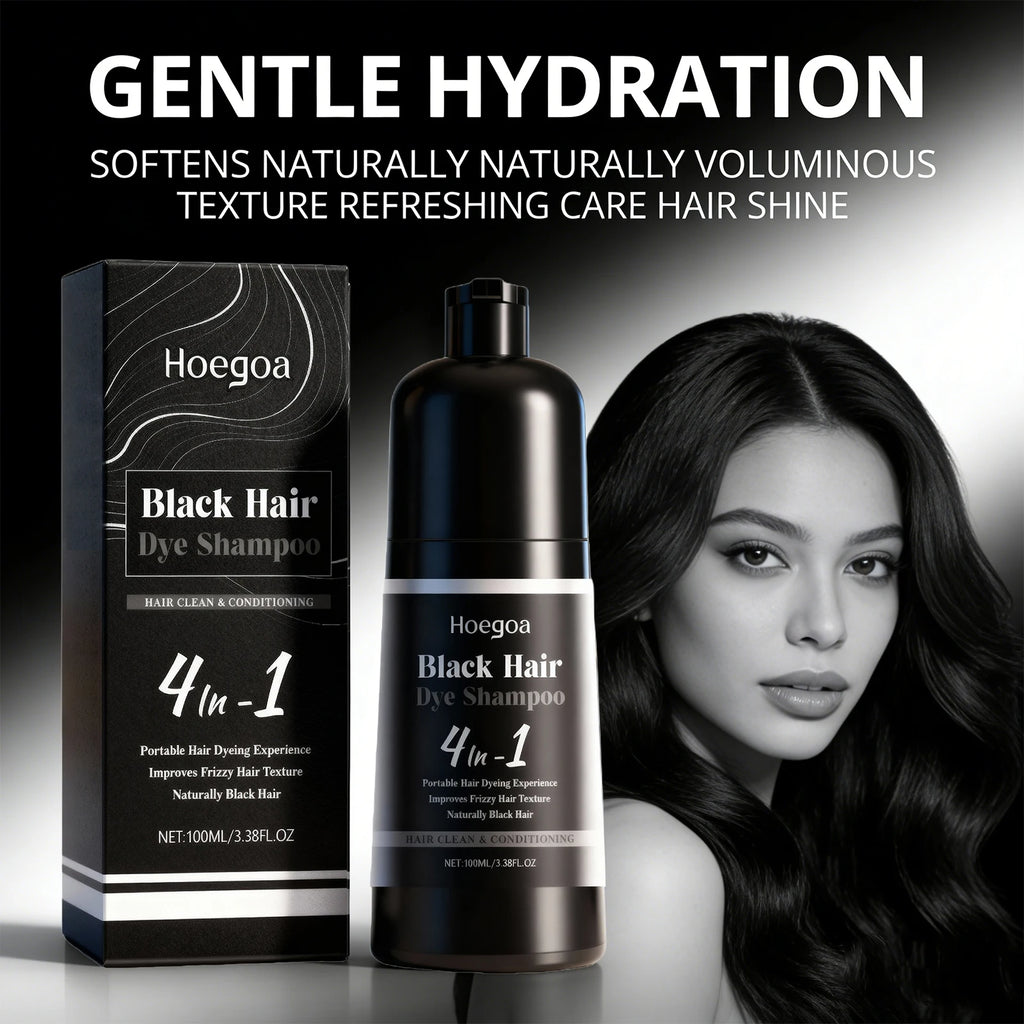 4-in-1 Instant Black Hair Dye and Nourishing Shampoo
