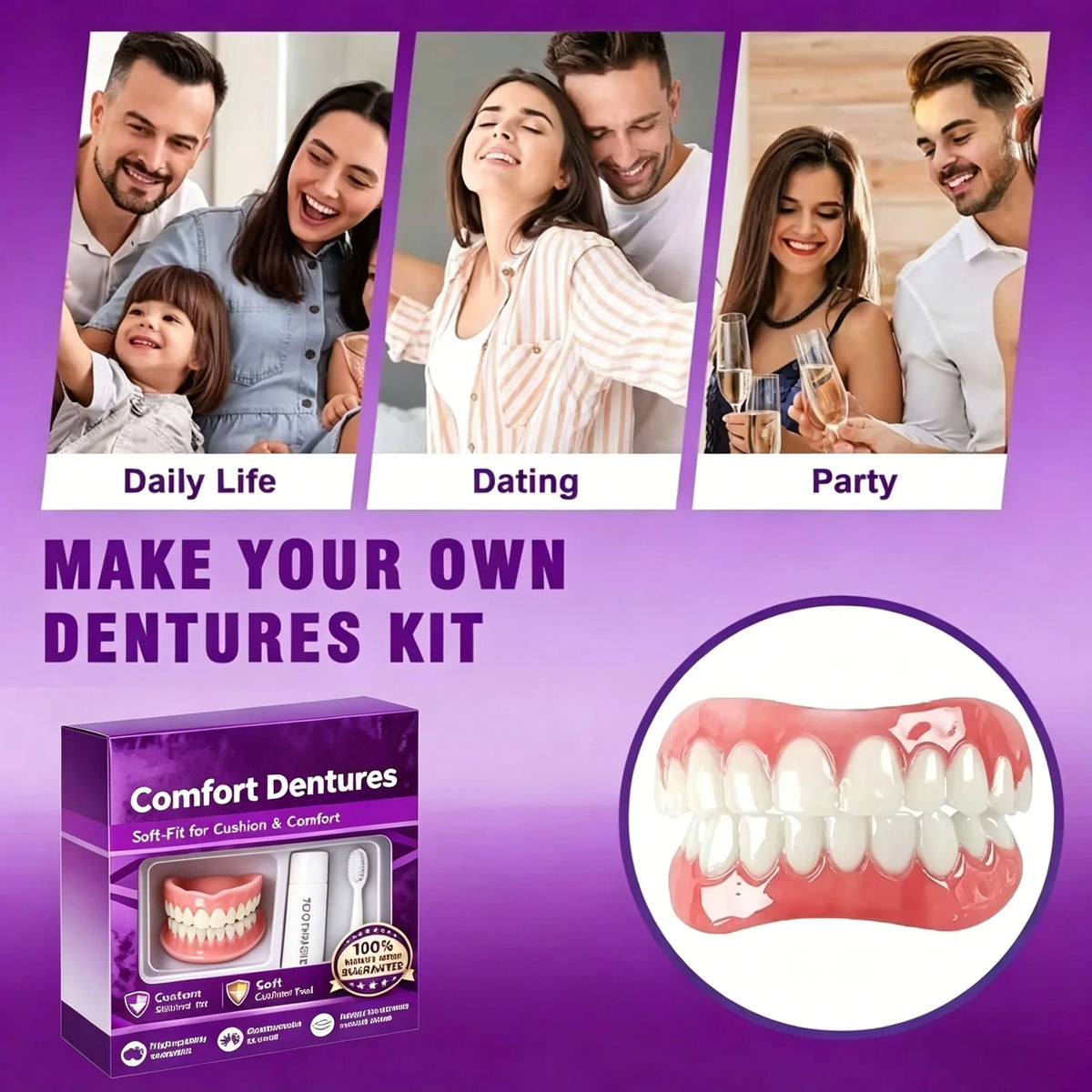 Instant Comfort Cosmetic Denture Set for Natural Smile