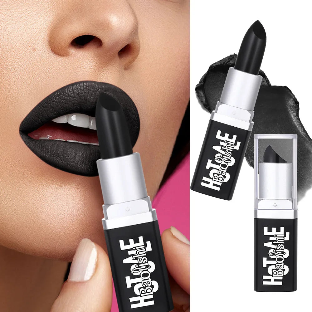 Matte Black Waterproof Lipstick for Halloween and Costume Makeup