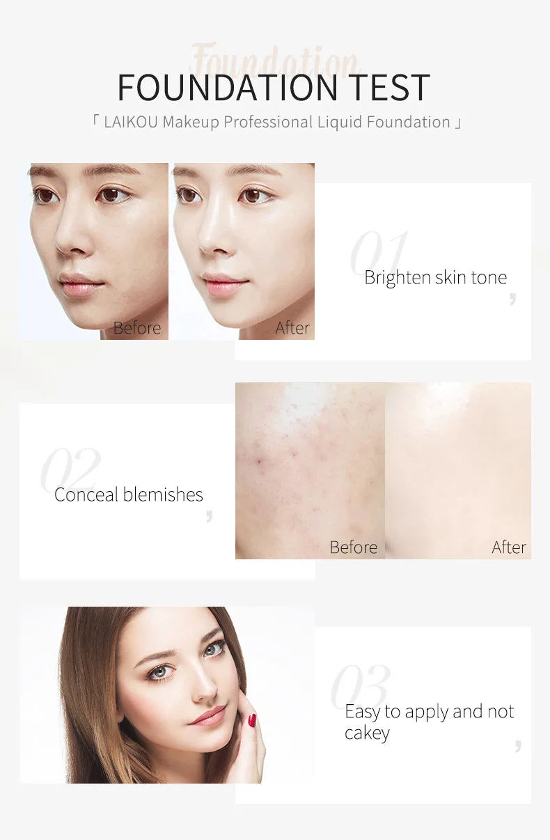 3-Tone Moisturizing Full Coverage Liquid Concealer Foundation