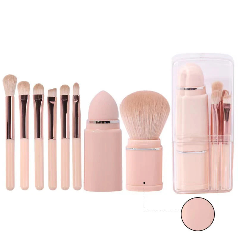 8-Piece Retractable Travel Makeup Brush Set
