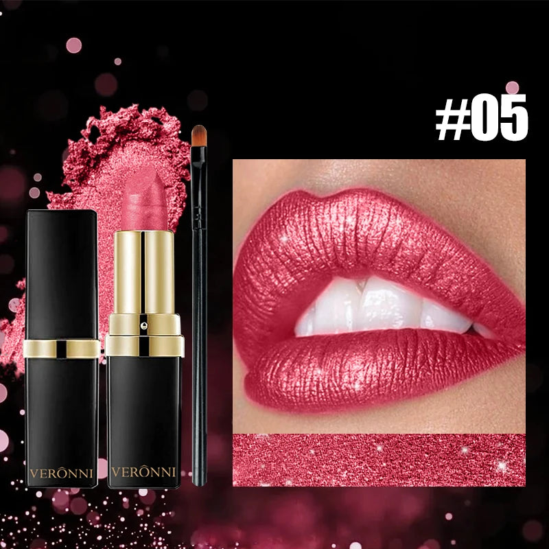 Metallic Pearl Finish Long-Lasting Lipstick