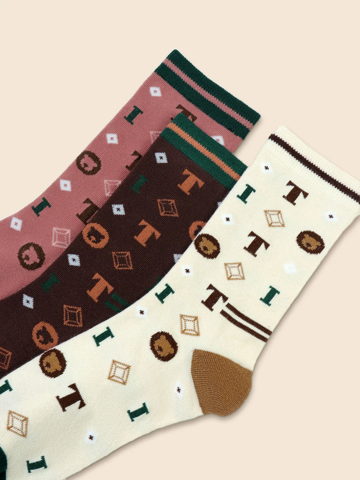 Trendy Teddy Bear Crew Socks for Men