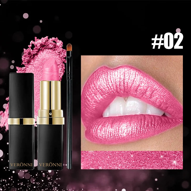 Metallic Pearl Finish Long-Lasting Lipstick