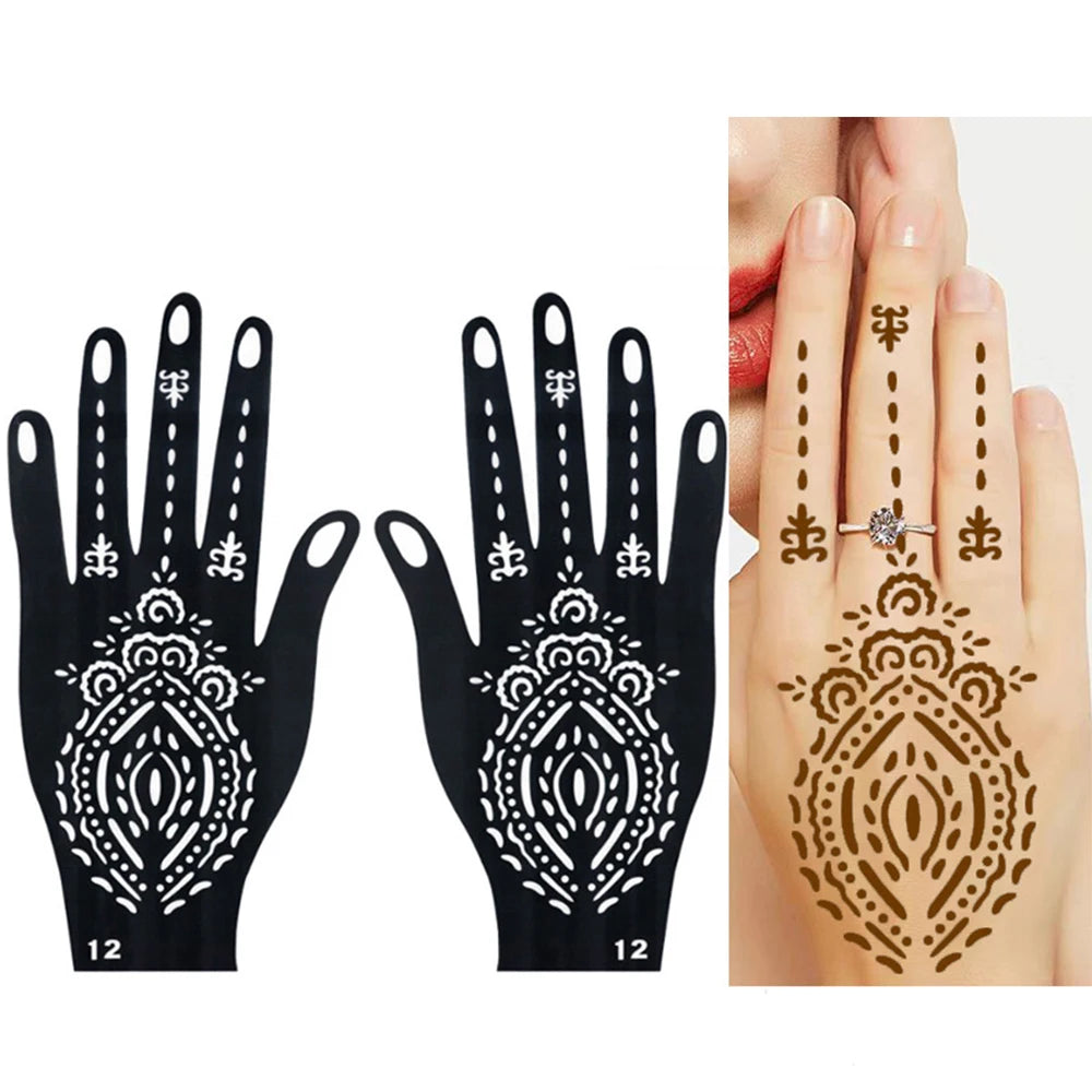 Temporary Henna Tattoo Kit with Stencils for DIY Body Art