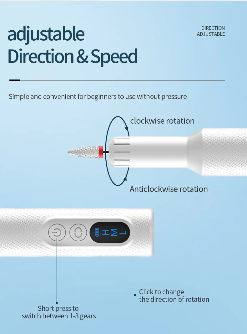 Cordless Electric Nail Drill for Manicure and Pedicure
