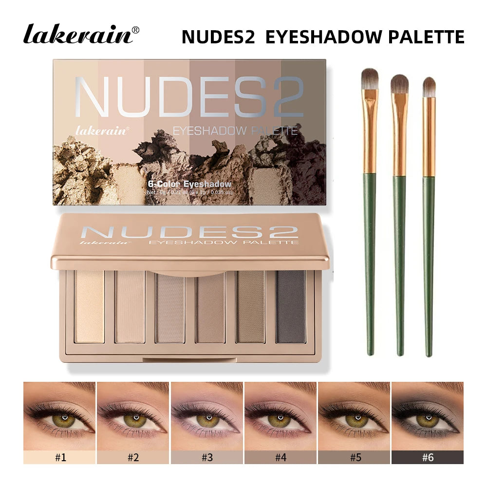 6-Color Matte Neutral Eyeshadow Palette with Brush Set