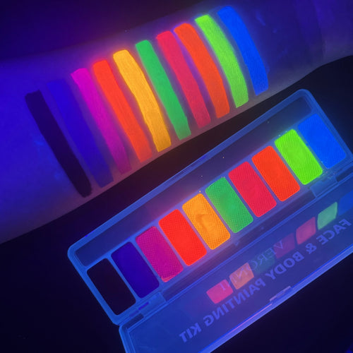 10-Color Neon UV Glow Face and Body Paint Palette